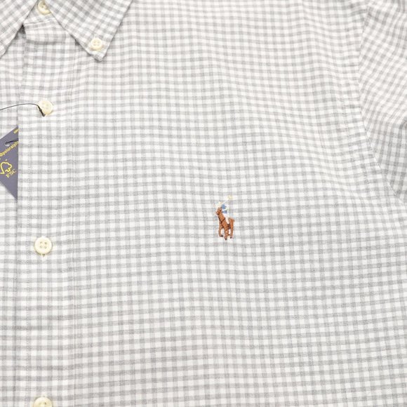 New Ralph Lauren Long Sleeve Button Down Shirt Gray/White Checks Size XL Pony - Picture 6 of 6